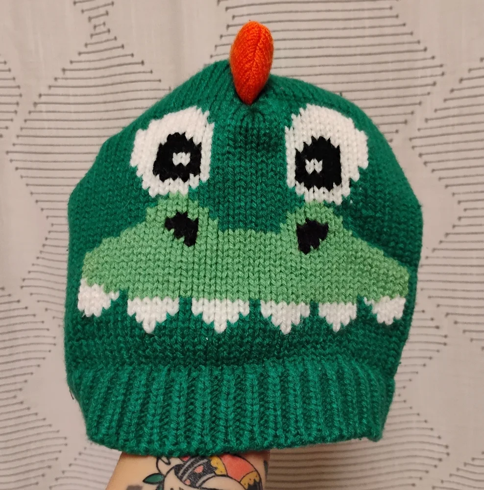 Green Dinosaur Alligator Knit Beanie for Kids Winter Hat Baby Boy